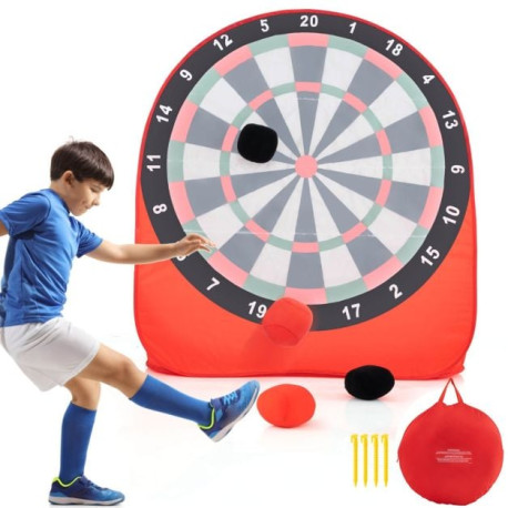 Large Dart Board for Kids Foldable and Portable Dartboard with 4 Kick Balls