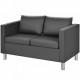 2-Seater PU Leather Accent Tub Sofa Loveseat  with Pillows