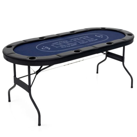 Foldable Poker Table for 8 Players Portable Oval Card Board with Cup Holders