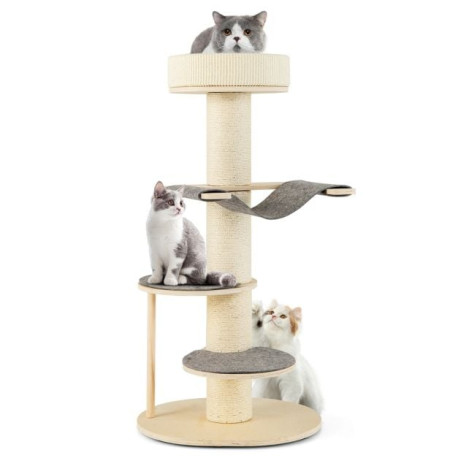 120 CM Multi-layer Cat Tower with Sisal Covered Scratching Posts and Carpet