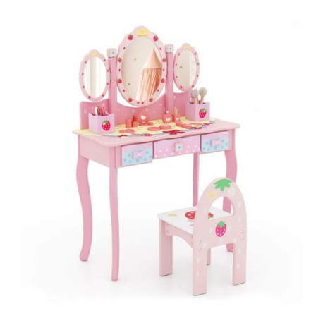 2-in-1 Kids Vanity Table and Chair Set