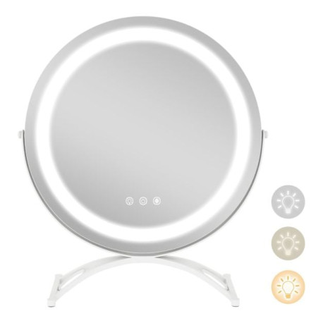 Makeup Vanity Mirror with Lights and Touch Screen with 360-Degree Rotation