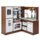 Kids Wooden Corner Play Kitchen with Lighted Range Hood and Stoves