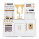 Kids Kitchen Playset with Coffee Maker and Stove Top and Golden Utensils