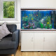 Aquarium Fish Tank and Cabinet with Complete Starter Kit - White Tank and White Gravel