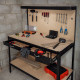 Workbench with Pegboard, Drawer &amp; Light – Black