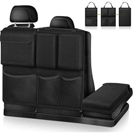 Detachable Seat Back Hanging Organisers Storage Bag with Zippers Large Capacity for Jeeps SUVs Vans - Black