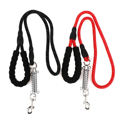 Dog Leash Rope with Foam Grip Steel Spring Buckle Clip - Random Colour.