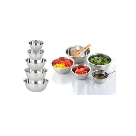 Stainless Steel Mixing Bowl with ml Measuring Lines Set of 5 Assorted Sizes