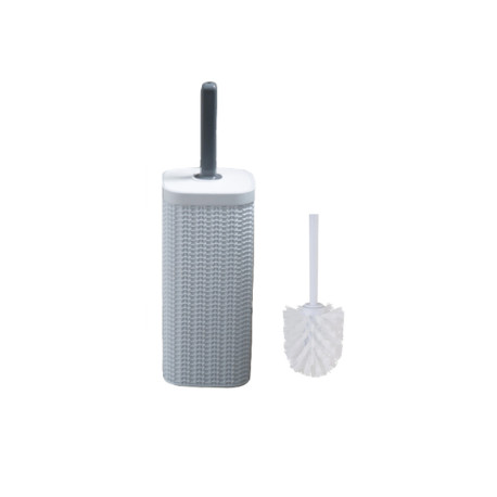 Plastic Bathroom Toilet Brush with Stand Holder 25.5 x 11.3 x 11.3 cm