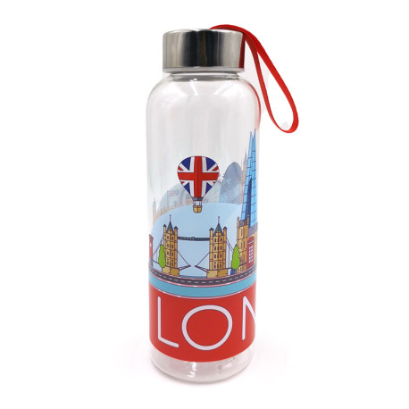 Reusable Water Bottle with Metallic Lid - London Icons Panorama