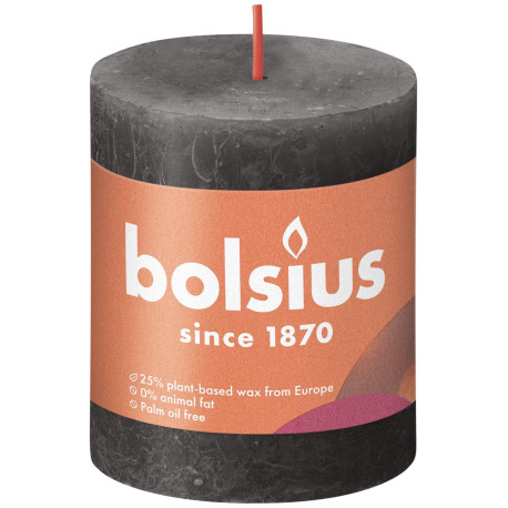 Bolsius Rustic Shine Stormy Grey Pillar Candle (80mm x 68mm)