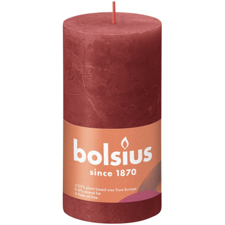 Delicate Red Bolsius Rustic Shine Pillar Candle (130 x 68mm)