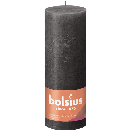 Stormy Grey Bolsius Rustic Shine Pillar Candle (190 x 68mm)