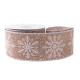 Natural Ribbon with White Snowflakes (63mm x 10yds)