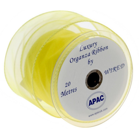 Yellow Wired Chiffon Ribbon 70mm