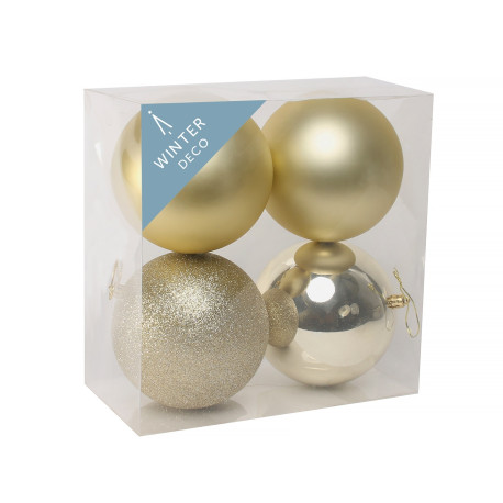 Champagne Shatterproof Baubles (12cm) (4 pieces)