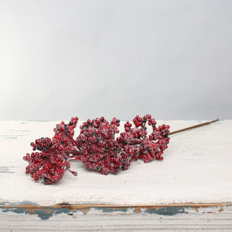 Red Snowy Berry Cluster Spray (L41cm)