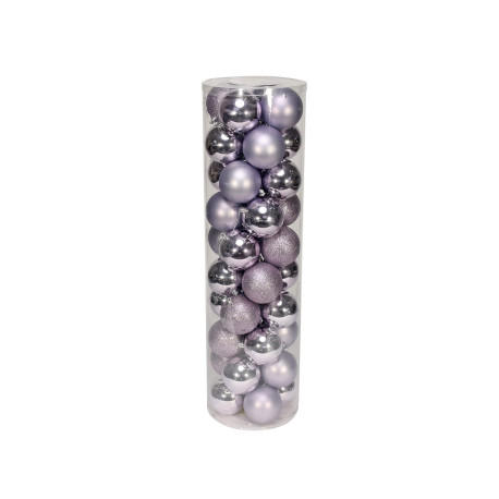 48 Lilac Baubles in Matt, Shiny & Glitter Finish (8cm)