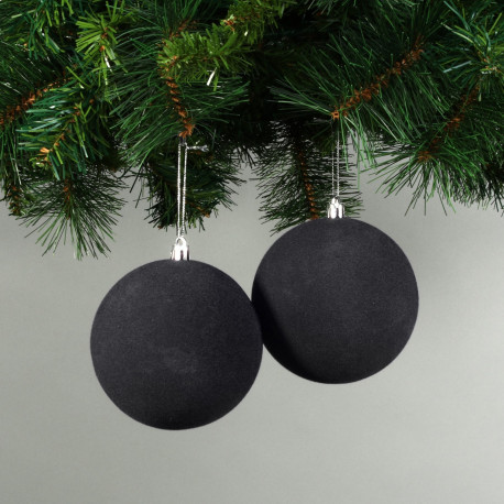 10cm Black Velvet Baubles (Set of 4)