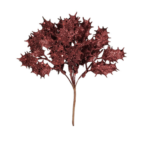 Burgundy Glitter Holly Pick (H20cm)