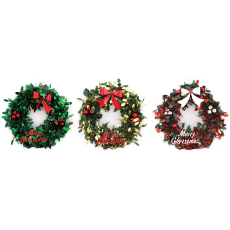 Baubles & Bow Christmas Tinsel Wreath (Assorted)