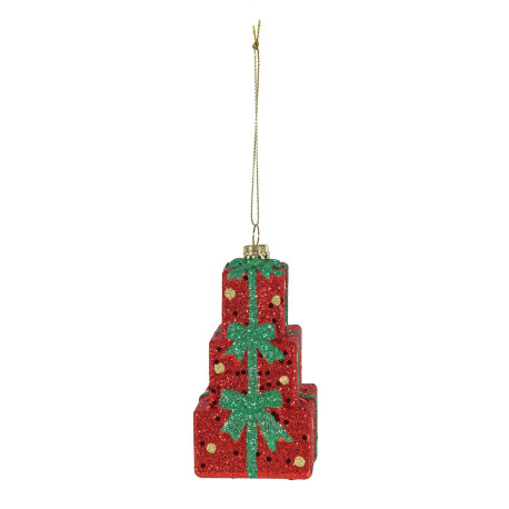 Red Stacked Gift Hanging Decoration (10.5cm)