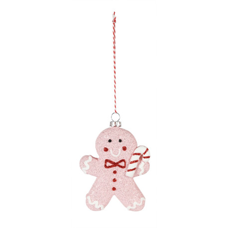 Pink Gingerbread Man Hanging Decoration (11cm)