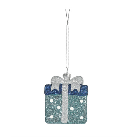 White and Blue Gift Hanging Decoration (7.5cm)