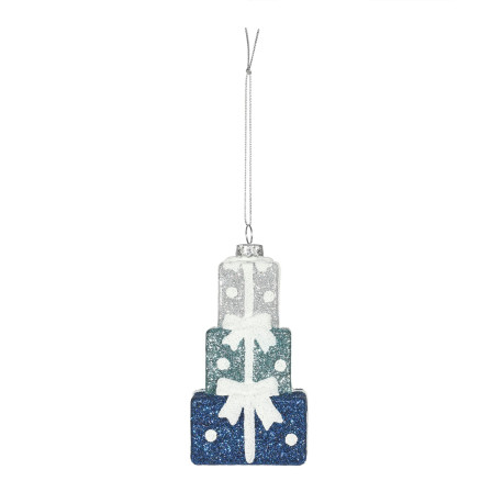 Blue Stacked Gift Hanging Decoration (11cm)