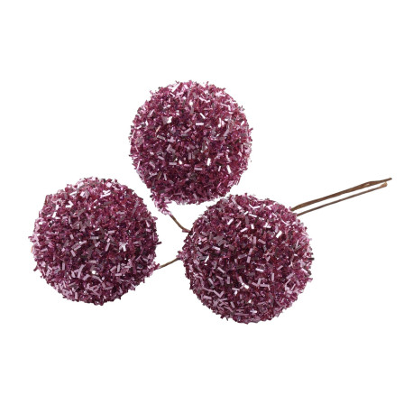 Bunch of Purple Frosted Baubles (13cm)