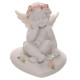 Collectable Cherub Sitting on Heart with Pink Roses