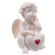 Cute Seated Love Cherub with Red Heart Gem