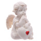 Cute Seated Love Cherub with Red Heart Gem