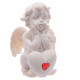 Cute Seated Love Cherub with Red Heart Gem