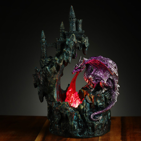 Fire Breather Cliff Top Castle LED Dark Legends Dragon Figurine