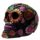 Gothic Metallic Day of the Dead Flower Skull Decoration