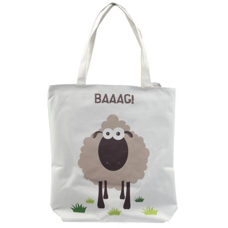 Handy Cotton Zip Up Shopping Bag - Sheep Design