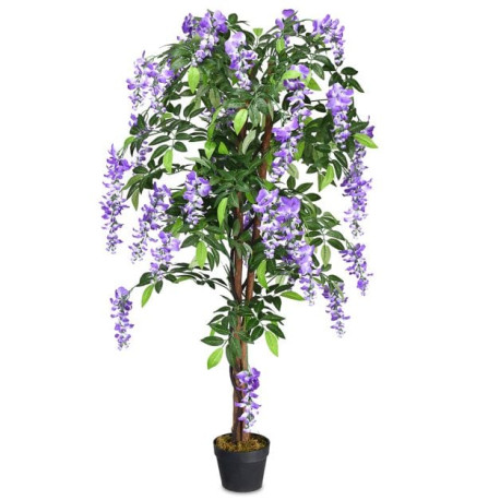 150CM Ficus Artificial Tree Fake Wisteria Tree with 3 Natural Trunks