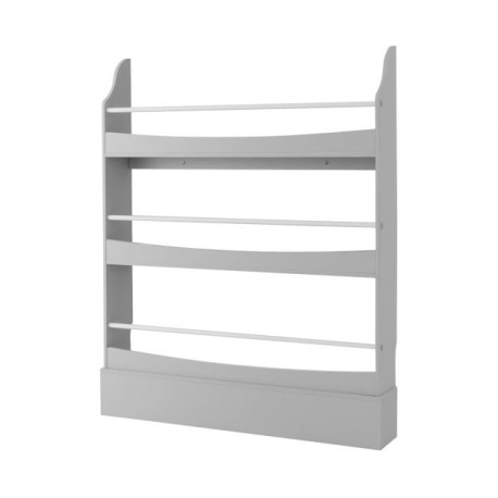 3-Tier Standing Bookshelf with 2 Anti-Tipping Kits and Guardrails-Grey