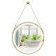 Hanging Wall Bathroom Mirror with Hanging Strap and 3 Colors LED Light