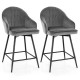 Counter Height Velvet Upholstery Bar Chairs with Steel Legs and Footrest