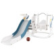 Toddler Slide and Swing Set with Extended Slide, Swing, Basketball Hoop and Climber