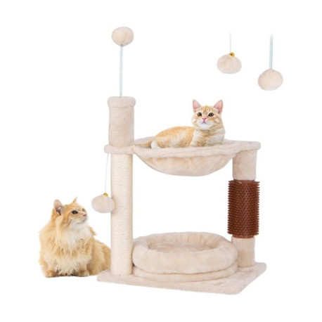 4 in 1 Cat Tree with Cat Self Groomer and Sisal Covered Scratching Post