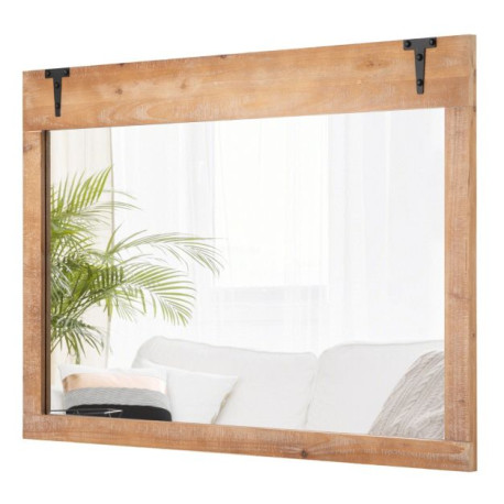 Farmhouse Wall Mirror with Wood Frame for Bathroom Living Room Bedroom