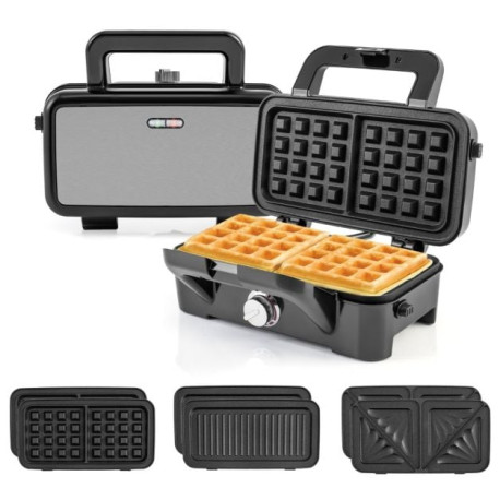 3 in 1 Waffle Maker with Non-stick Plates and Indicator Lights