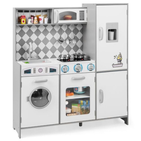 Pretend Play Kitchen with Ice Maker and Cooking Stove for Kids