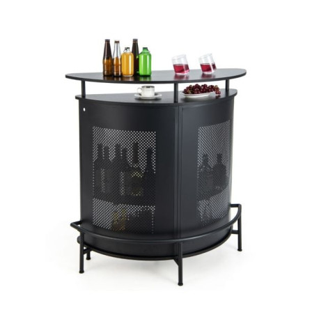 4-Tier Bar Table with Storage Shelves and 3 Stemware Holders