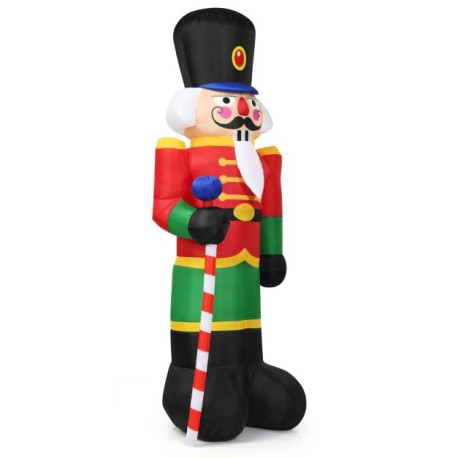 2.4M Inflatable Christmas Nutcracker Soldier with 3 LED Lights and Candy Scepter