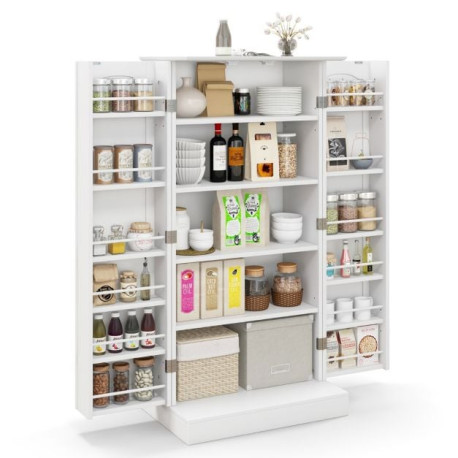 120cm Kitchen Pantry Cabinet with Doors and Adjustable Shelves